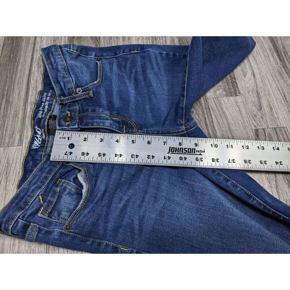 (3/$35) Mossimo Sz 2 R Power Stretch Mid Rise Skinny Whiskered Denim Blue Jeans - Picture 9 of 10